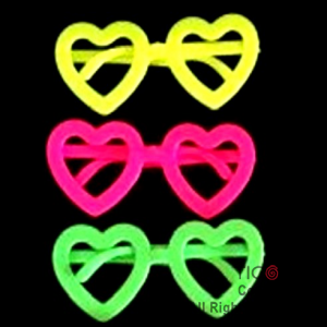 ANTEOJOS CORAZON PLASTICOS FLUO x 12